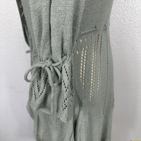 Anthropologie Sparrow Cardigan Sweater Medium Green Cotton Lambswool Knit Boho - Picture 8 of 14